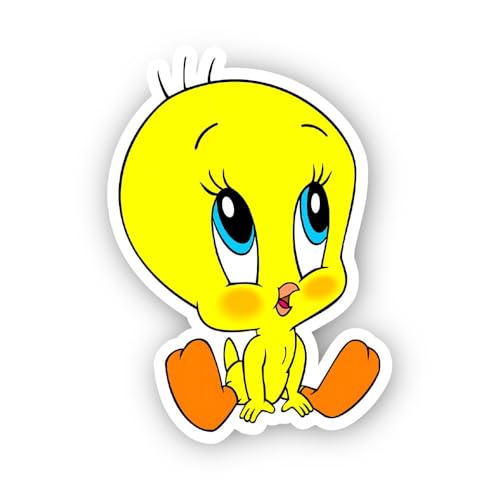 2 (Pieces) 2" and 3" Small Yellow Bird with Big Blue Eyes Sticker, Waterproof Vinyl Decals for Many 