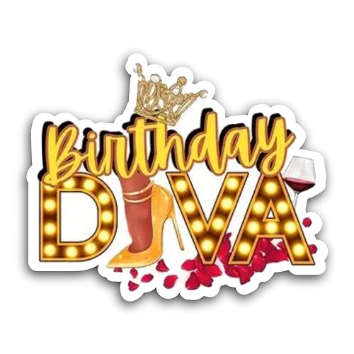 2 (Pieces) 3" and 5" Birthday Diva Decal Sticker, Waterproof Vinyl Decals for Many Purpose Like Cars