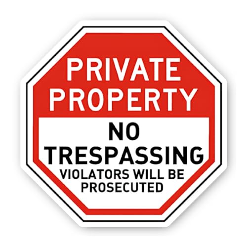 2 (Pieces) 3" and 5" Octagonal No Trespassing Prosecution Sticker, Waterproof Vinyl Decals for Many 