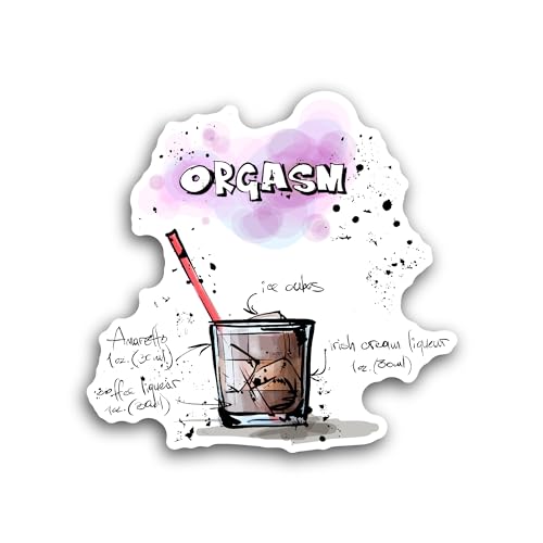 2 (Pieces) 3" and 5" Orgasm Cocktail Sticker, Waterproof Vinyl Decals for Many Purpose Like Cars, Tr
