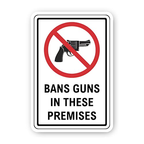 2 (Pieces) 3" and 5" Bans Guns in These Premises Sticker, Waterproof Vinyl Decals for Many Purpose L