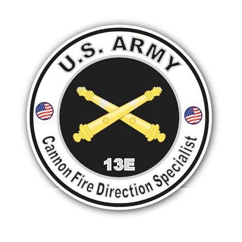 2 (Pieces) 3" and 5" U.S. Army MOS 13E Cannon Fire Direction Specialist Sticker, Waterproof Vinyl De