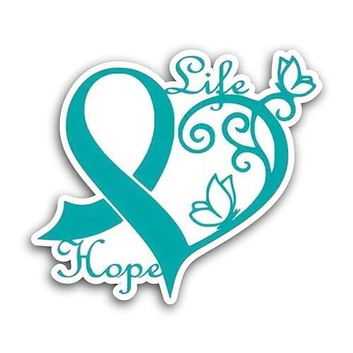 2 (Pieces) 3" and 5" Life Hope in Blue Color with Heart Decal Sticker, Waterproof Vinyl Decals for M