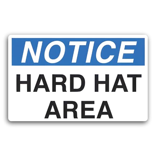 2 (Pieces) 3" and 5" Notice Hard Hat Area Decal Sticker, Waterproof Vinyl Decals for Many Purpose Li