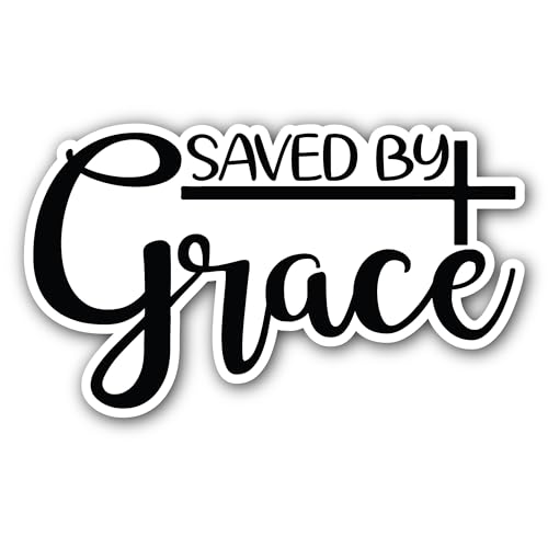 2 (Pieces) 3" and 5" Saved by Grace Text Sticker, Waterproof Vinyl Decals for Many Purpose Like Cars