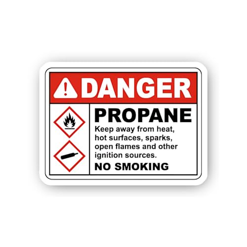 2 (Pieces) 3" and 5" Flammable Gas Ignition Source Hazard Notice Sticker, Waterproof Vinyl Decals fo