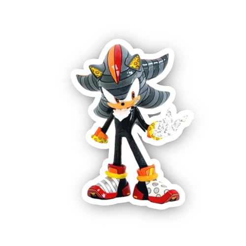 2 (Pieces) 2" and 3" Armored Black and Red Hedgehog Figurine Sticker, Waterproof Vinyl Decals for Ma
