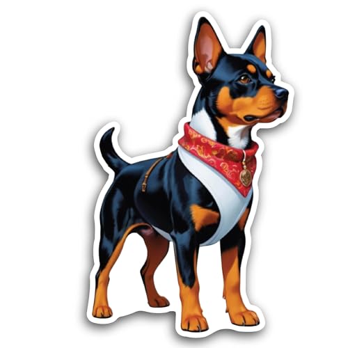 2 (Pieces) 3" and 5" Miniature Pinscher Sticker, Waterproof Vinyl Decals for Many Purpose Like Cars,