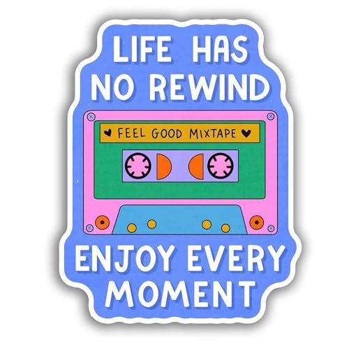 2 (Pieces) 3" and 5" Life Has No Rewind Sticker, Waterproof Vinyl Decals for Many Purpose Like Cars,