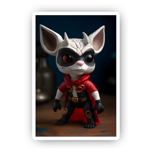 2 (Pieces) 3" and 5" Little Superhero Mouse Figurine Sticker, Waterproof Vinyl Decals for Many Purpo