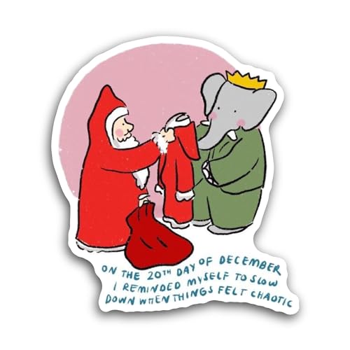 2 (Pieces) 3" and 5" Elephant and Santa Sticker, Waterproof Vinyl Decals for Many Purpose Like Cars,