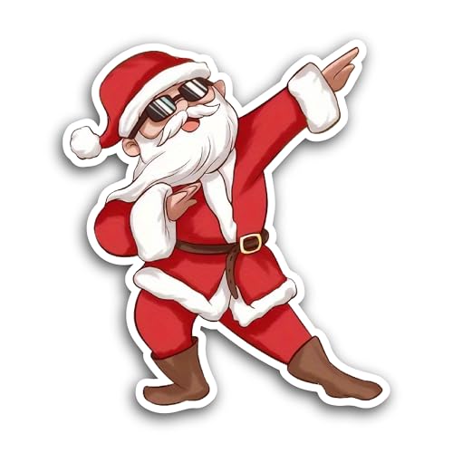 2 (Pieces) 3" and 5" Dancing Santa Sticker, Waterproof Vinyl Decals for Many Purpose Like Cars, Truc