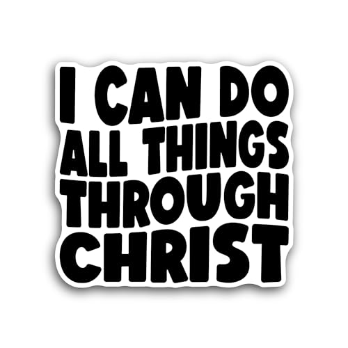 2 (Pieces) 3" and 5" I Can Do All Things Through Christ Bold Text Sticker, Waterproof Vinyl Decals f