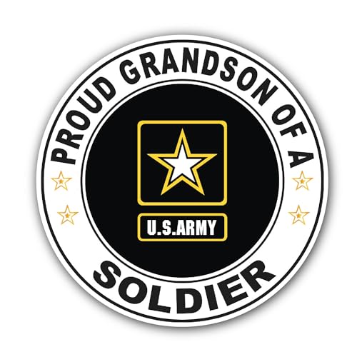 2 (Pieces) 3" and 5" AProud Grandson of a Soldier U.S. Army Sticker, Waterproof Vinyl Decals for Man