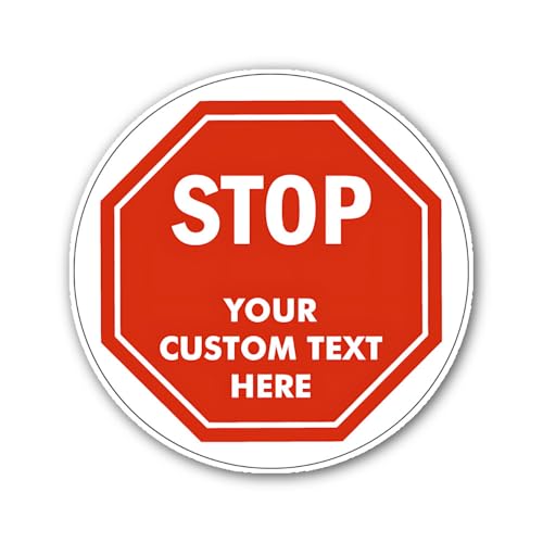 2 (Pieces) 3" and 5" Custom Stop Sign Sticker, Waterproof Vinyl Decals for Many Purpose Like Cars, T