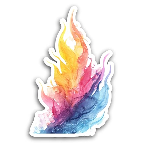 2 (Pieces) 3" and 5" Colorful Fire Sticker, Waterproof Vinyl Decals for Many Purpose Like Cars, Truc