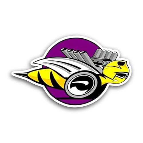 2 (Pieces) 3" and 5" Racing Bee Sticker, Waterproof Vinyl Decals for Many Purpose Like Cars, Trucks,