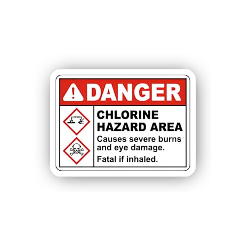 2 (Pieces) 3" and 5" Industrial Chemical Burn and Inhalation Alert Sticker, Waterproof Vinyl Decals 