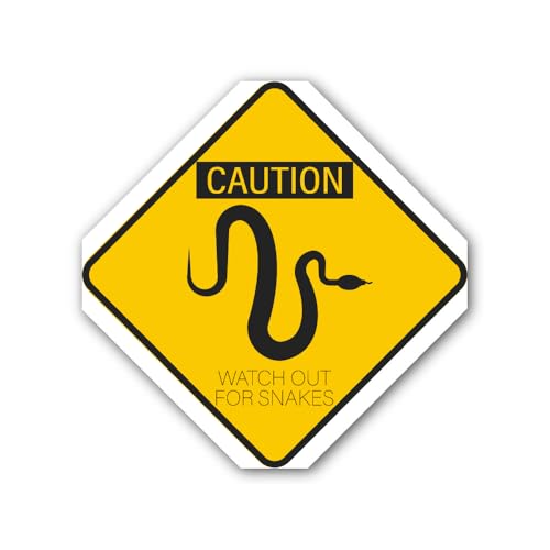 2 (Pieces) 3" and 5" Caution Watch Out for Snakes Sign Sticker, Waterproof Vinyl Decals for Many Pur