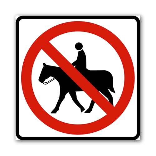 2 (Pieces) 3" and 5" No horse riding allowed sign Sticker, Waterproof Vinyl Decals for Many Purpose 