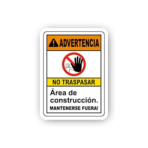 2 (Pieces) 3" and 5" Spanish Construction No Trespassing Sign Sticker, Waterproof Vinyl Decals for M