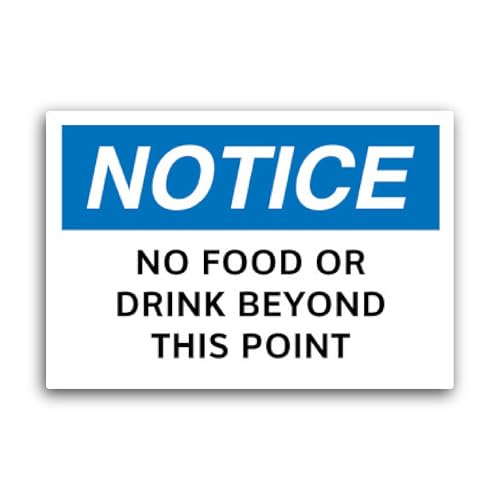 2 (Pieces) 3" and 5" Notice No Food Or Drink Beyond This Point Sticker, Waterproof Vinyl Decals for 
