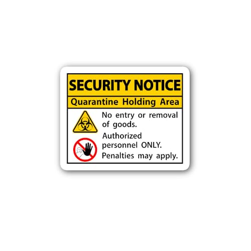 2 (Pieces) 3" and 5" Security Notice Quarantine Holding Area Sticker, Waterproof Vinyl Decals for Ma
