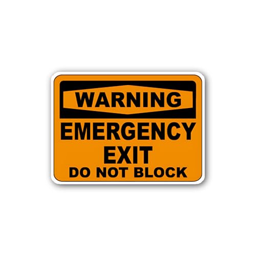 2 (Pieces) 3" and 5" Orange and Black Emergency Exit Clearance Warning Sticker, Waterproof Vinyl Dec