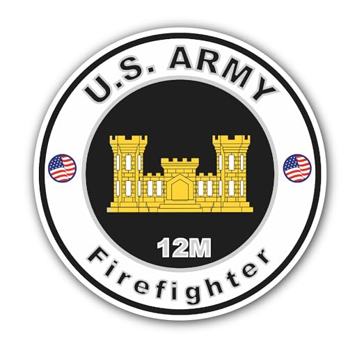 2 (Pieces) 3" and 5" U.S. Army MOS 12M Firefighter Sticker, Waterproof Vinyl Decals for Many Purpose