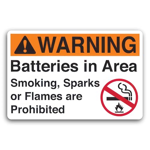 2 (Pieces) 3" and 5" Warning Batteries in Area Sticker, Waterproof Vinyl Decals for Many Purpose Lik