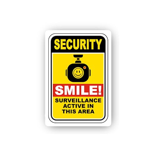 2 (Pieces) 3" and 5" Smile Active Surveillance Security Sign Sticker, Waterproof Vinyl Decals for Ma