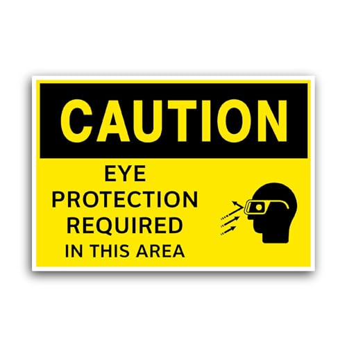 2 (Pieces) 3" and 5" Caution Eye Protection Required Sticker, Waterproof Vinyl Decals for Many Purpo