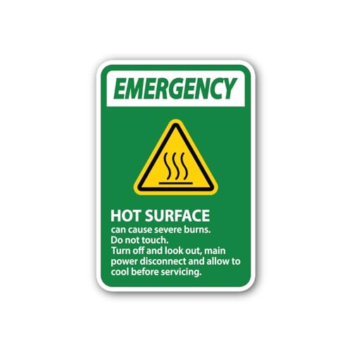 2 (Pieces) 3" and 5" Emergency Hot Surface Sign Sticker, Waterproof Vinyl Decals for Many Purpose Li