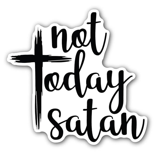 2 (Pieces) 3" and 5" Not Today Satan with A Cross Sticker, Waterproof Vinyl Decals for Many Purpose 
