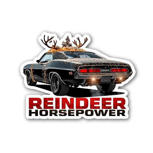 2 (Pieces) 3" and 5" Antlers with Baubles and Holly Sticker, Waterproof Vinyl Decals for Many Purpos