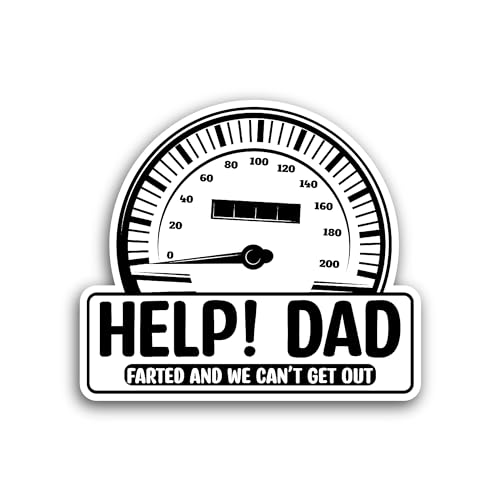 2 (Pieces) 3" and 5" Help Dad Sticker, Waterproof Vinyl Decals for Many Purpose Like Cars, Trucks, L