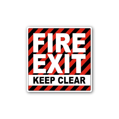 2 (Pieces) 3" and 5" Fire Exit Keep Area Clear Anti-Slip Floor Sign Sticker, Waterproof Vinyl Decals