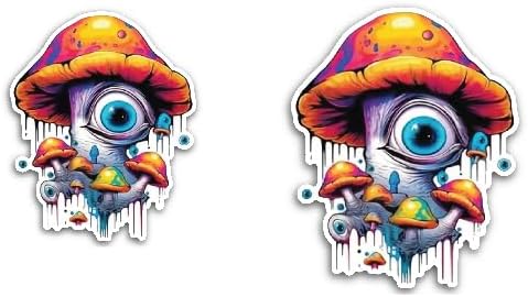 2 (Pieces) 3" and 5" Many Mushrooms Decal Sticker,Waterproof Vinyl Decals for Many Purpose Like Cars, Trucks, Laptops, Phones, Windows and More