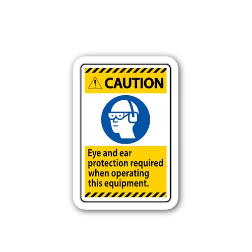 2 (Pieces) 3" and 5" Eye and Ear Protection Required Icon Sticker, Waterproof Vinyl Decals for Many 