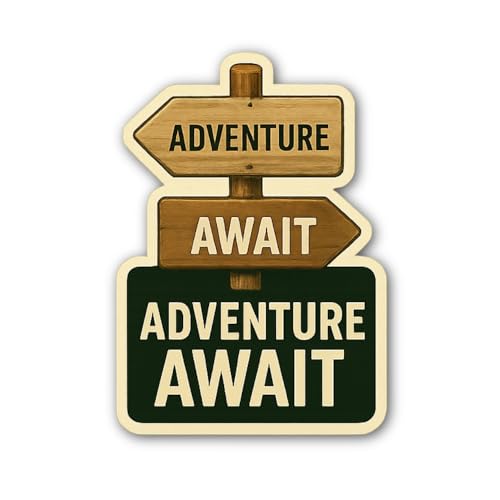 2 (Pieces) 3" and 5" Adventure Awaits Sign Sticker, Waterproof Vinyl Decals for Many Purpose Like Ca