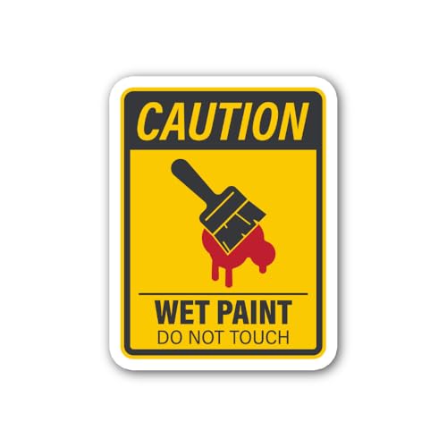 2 (Pieces) 3" and 5" Wet Paint Sign Sticker, Waterproof Vinyl Decals for Many Purpose Like Cars, Tru