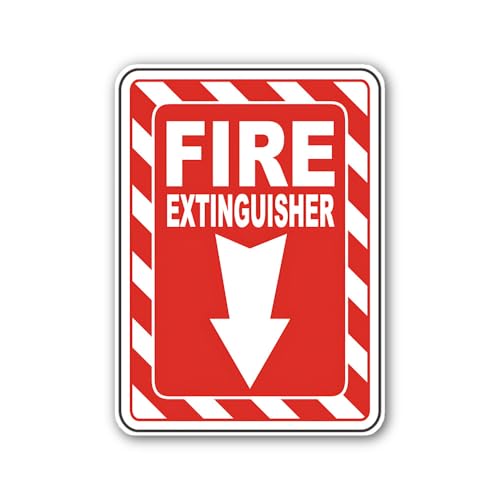 2 (Pieces) 3" and 5" Red and White Striped Fire Extinguisher Sign Sticker, Waterproof Vinyl Decals f
