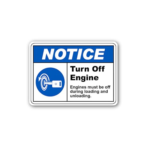 2 (Pieces) 3" and 5" Engine Off When Loading Notice Sticker, Waterproof Vinyl Decals for Many Purpos