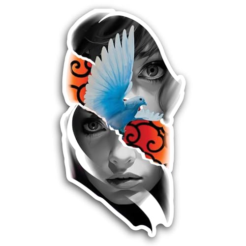 2 (Pieces) 3" and 5" Black and White Women Portrait Sticker, Waterproof Vinyl Decals for Many Purpos