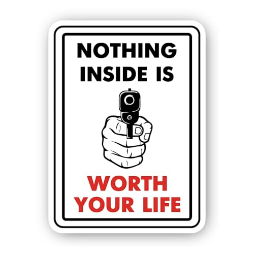 2 (Pieces) 3" and 5" Armed Defense Warning Sign Sticker, Waterproof Vinyl Decals for Many Purpose Li