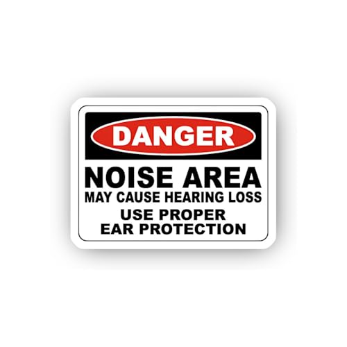 2 (Pieces) 3" and 5" Noise Area Hearing Loss Warning Sticker, Waterproof Vinyl Decals for Many Purpo