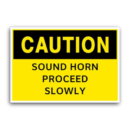 2 (Pieces) 3" and 5" Caution: Sound Horn Proceed Slowly Sticker, Waterproof Vinyl Decals for Many Pu