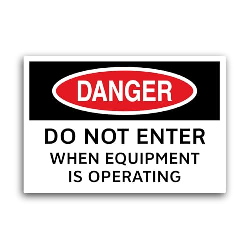2 (Pieces) 3" and 5" Do Not Enter When Equipment is Operating Sticker, Waterproof Vinyl Decals for M