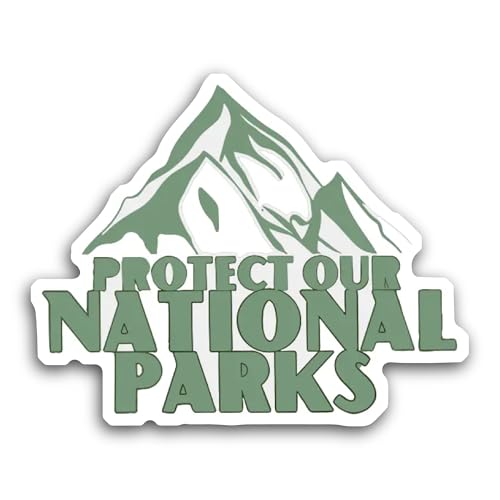 2 (Pieces) 3" and 5" Protect Our National Parks Text Sticker, Waterproof Vinyl Decals for Many Purpo