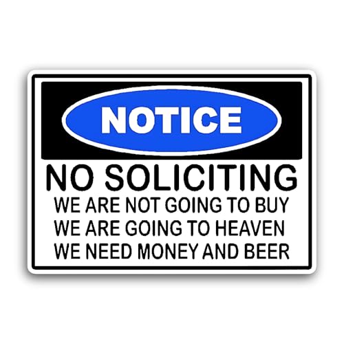 2 (Pieces) 3" and 5" No Soliciting Warning Sign Sticker, Waterproof Vinyl Decals for Many Purpose Li